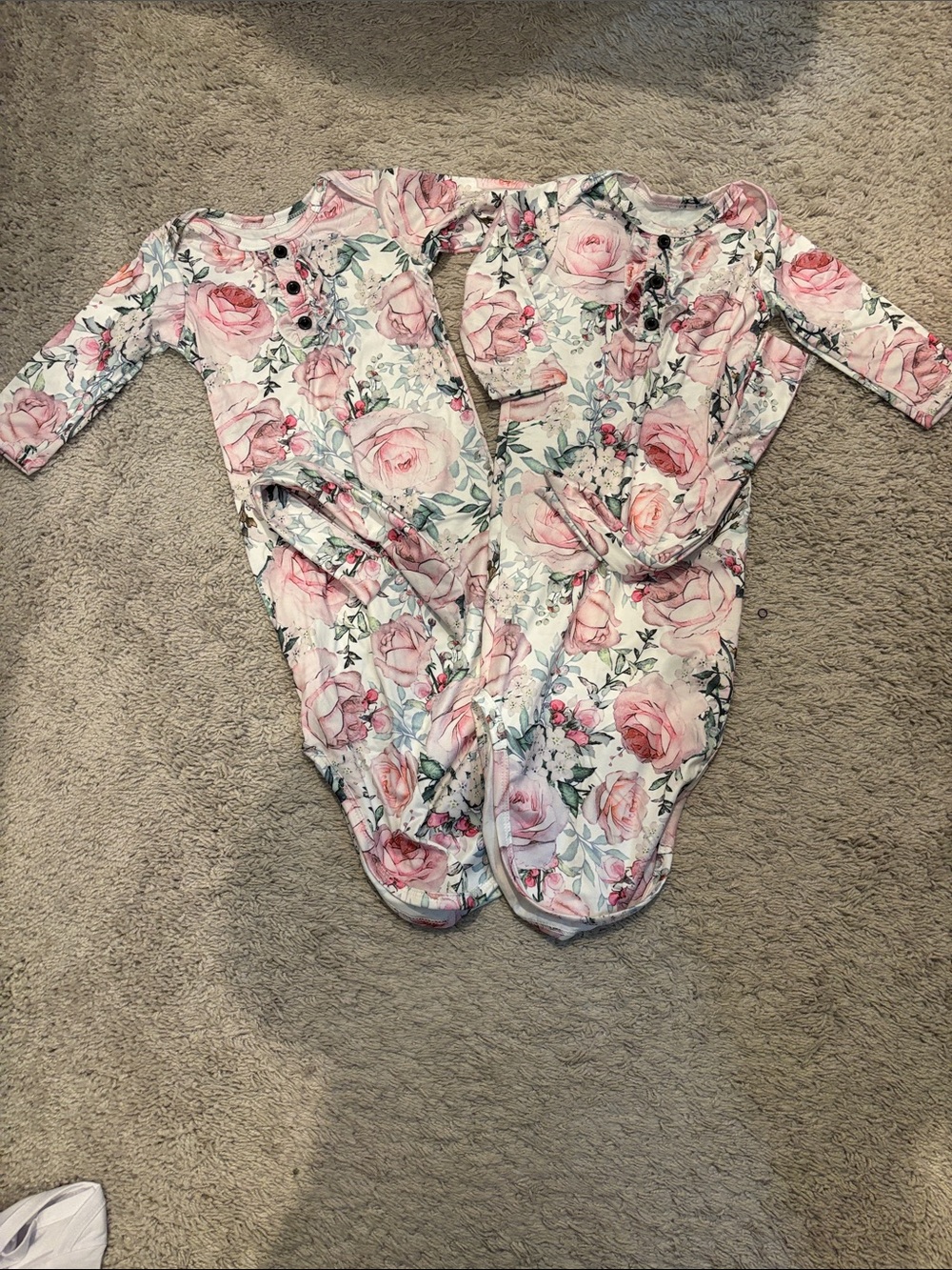 SHEIN Pink Floral Baby Footed One-Piece